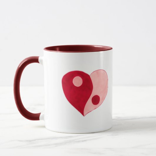 Yin Yang Heart (rood/roze) Mok (Links)