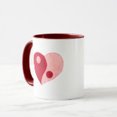 Yin Yang Heart (rood/roze) Mok (Voorkant links)