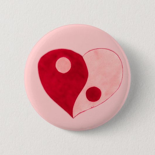 Yin Yang Heart (rood/roze) Ronde Button 5,7 Cm (Voorkant)