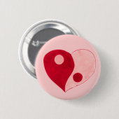 Yin Yang Heart (rood/roze) Ronde Button 5,7 Cm (Voorkant /achterkant)