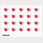 Yin Yang Heart (rood/roze) Ronde Sticker (Vel)