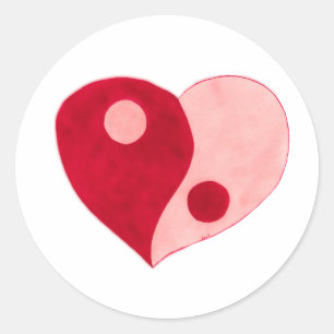 Yin Yang Heart (rood/roze) Ronde Sticker