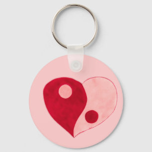Yin Yang Heart (rood/roze) Sleutelhanger