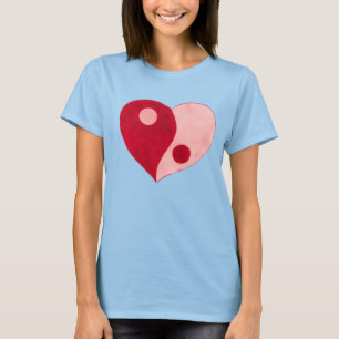 Yin Yang Heart (rood/roze) T-shirt