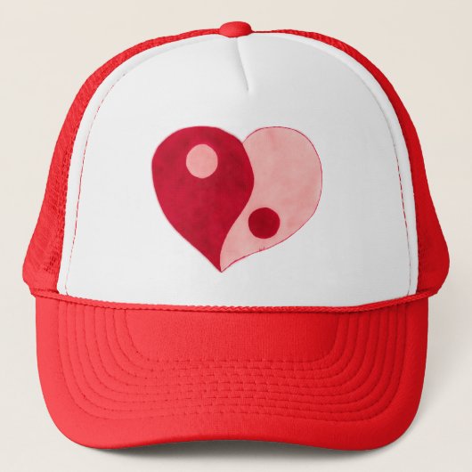 Yin Yang Heart (rood/roze) Trucker Pet (Voorkant)