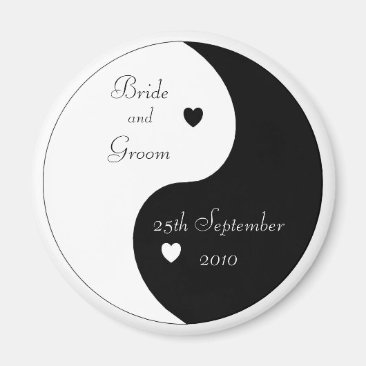 Yin Yang Heart Save the Date Wedding Magneet (Voorkant)