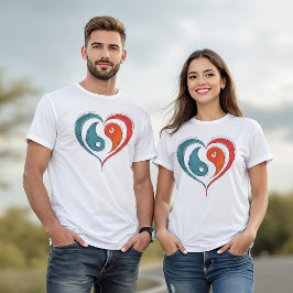 Yin Yang Heart Symbool - Uniek Artistiek Ontwerp T-shirt