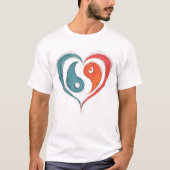 Yin Yang Heart Symbool - Uniek Artistiek Ontwerp T-shirt (Voorkant)