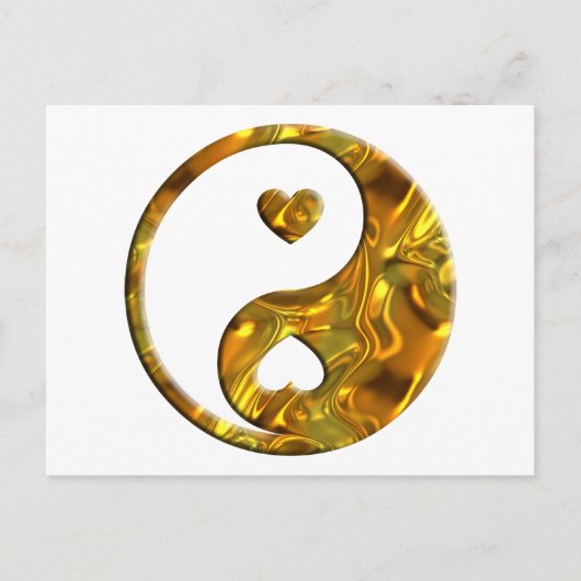 Yin & Yang / Hearts gold Briefkaart (Voorkant)