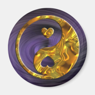 Yin & Yang / Hearts gold Magneet