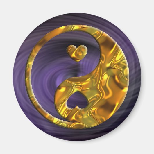 Yin & Yang / Hearts gold Magneet (Voorkant)