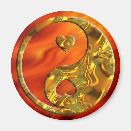 Yin & Yang / Hearts gold Magneet (Voorkant)