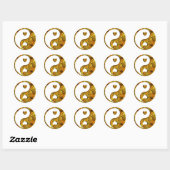 Yin & Yang / Hearts gold Ronde Sticker (Vel)