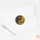 Yin & Yang / Hearts gold | zwarte spier Ronde Sticker (Envelop)