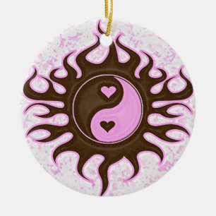 Yin Yang Hearts Keramisch Ornament