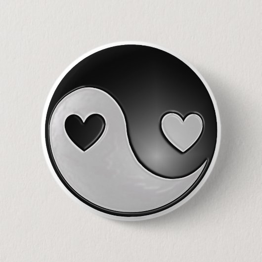 yin yang hearts ronde button 5,7 cm (Voorkant)