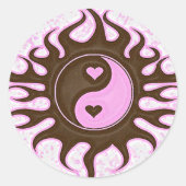 Yin Yang Hearts Ronde Sticker (Voorkant)