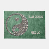 Yin & Yang HEARTS Sign Silver + uw achtergrond Deurmat (Voorkant)