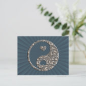 Yin & Yang / Hearts SILVER Briefkaart (Staand voorkant)