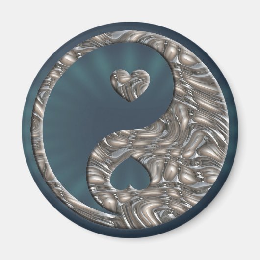 Yin & Yang / Hearts SILVER Magneet (Voorkant)