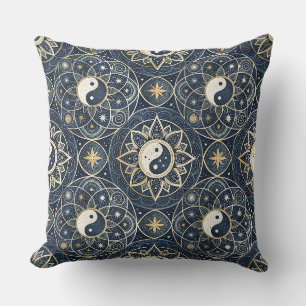 Yin Yang Hemelharmonie Mandala Ontwerp Patroon Kussen