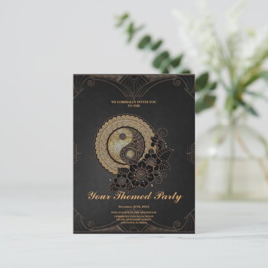 Yin yang het symbool dat staat voor evenwicht briefkaart (Staand voorkant)