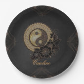 Yin yang het symbool dat staat voor evenwicht papieren bordje (Voorkant)