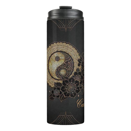 Yin yang het symbool dat staat voor evenwicht thermosbeker (Voorkant)