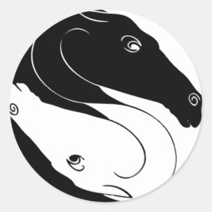 Yin Yang Horse Head Ronde Sticker