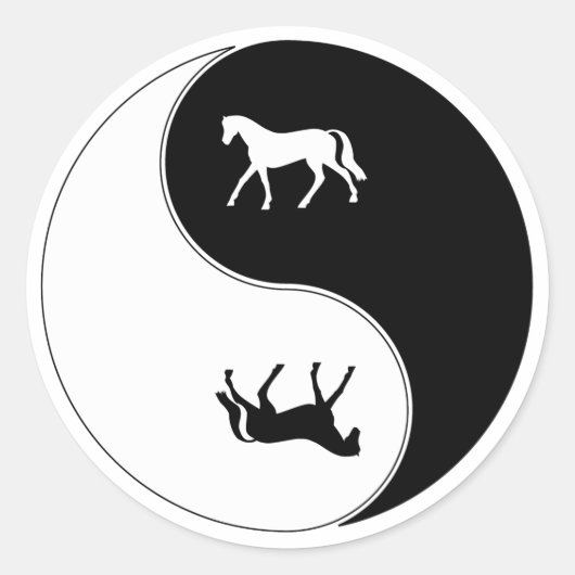 Yin Yang Horse Ronde Sticker (Voorkant)