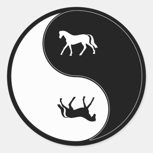 Yin Yang Horse Ronde Sticker (Voorkant)