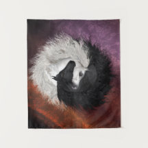Yin Yang Horses Tapestry
