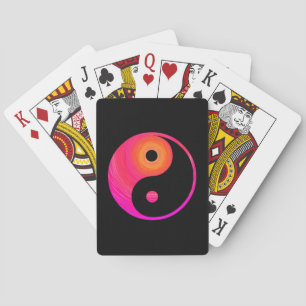 Yin Yang Hot Pink, Purple en Orange Illustration Pokerkaarten