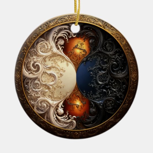 Yin-Yang Hourglass Keramisch Ornament (Voorkant)