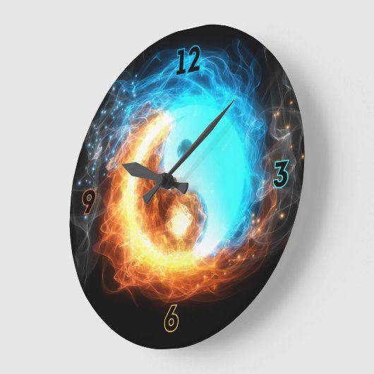 Yin Yang Ice en Fire sacred symbol wall klok (Hoek)