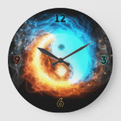Yin Yang Ice en Fire sacred symbol wall klok (Voorkant)