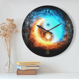 Yin Yang Ice en Fire sacred symbol wall klok
