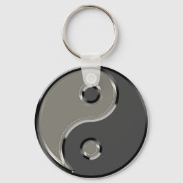 Yin Yang in 2 tinten grijs Sleutelhanger