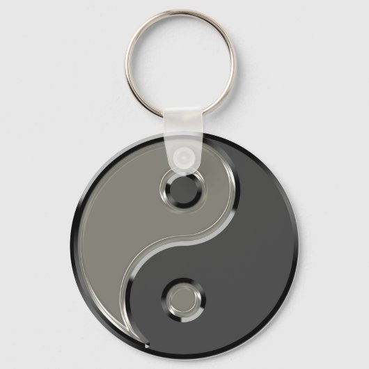 Yin Yang in 2 tinten grijs Sleutelhanger (Voorkant)