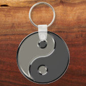 Yin Yang in 2 tinten grijs Sleutelhanger (Voorkant)