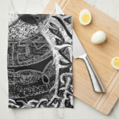 Yin Yang in Black and White met Tree of Life Theedoek (Quarter Fold)