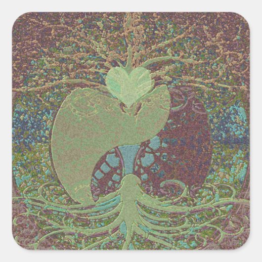 Yin Yang in Bruin Vierkante Sticker (Voorkant)