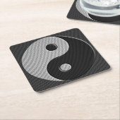 Yin Yang in Carbon Fiber Print Style Kartonnen Onderzetters (Schuin)