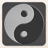 Yin Yang in Carbon Fiber Print Style Kartonnen Onderzetters (Voorkant)