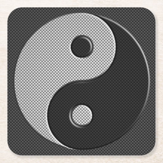 Yin Yang in Carbon Fiber Print Style Kartonnen Onderzetters (Voorkant)