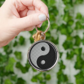 Yin Yang in Carbon Fiber Print Style Sleutelhanger (Hand)