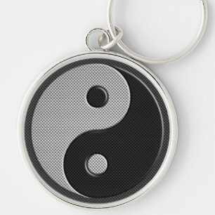 Yin Yang in Carbon Fiber Print Style Sleutelhanger