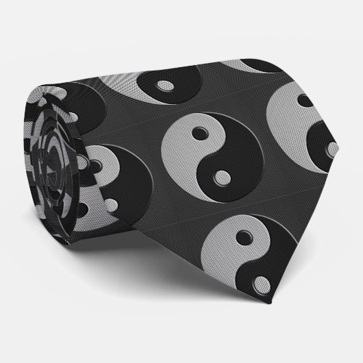 Yin Yang in Carbon Fiber Print Style Stropdas (Opgerold)