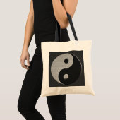 Yin Yang in Carbon Fiber Print Style Tote Bag (Voorkant (product))