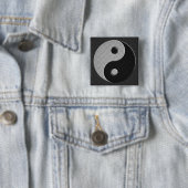Yin Yang in Carbon Fiber Print Style Vierkante Button 5,1 Cm (In situ)